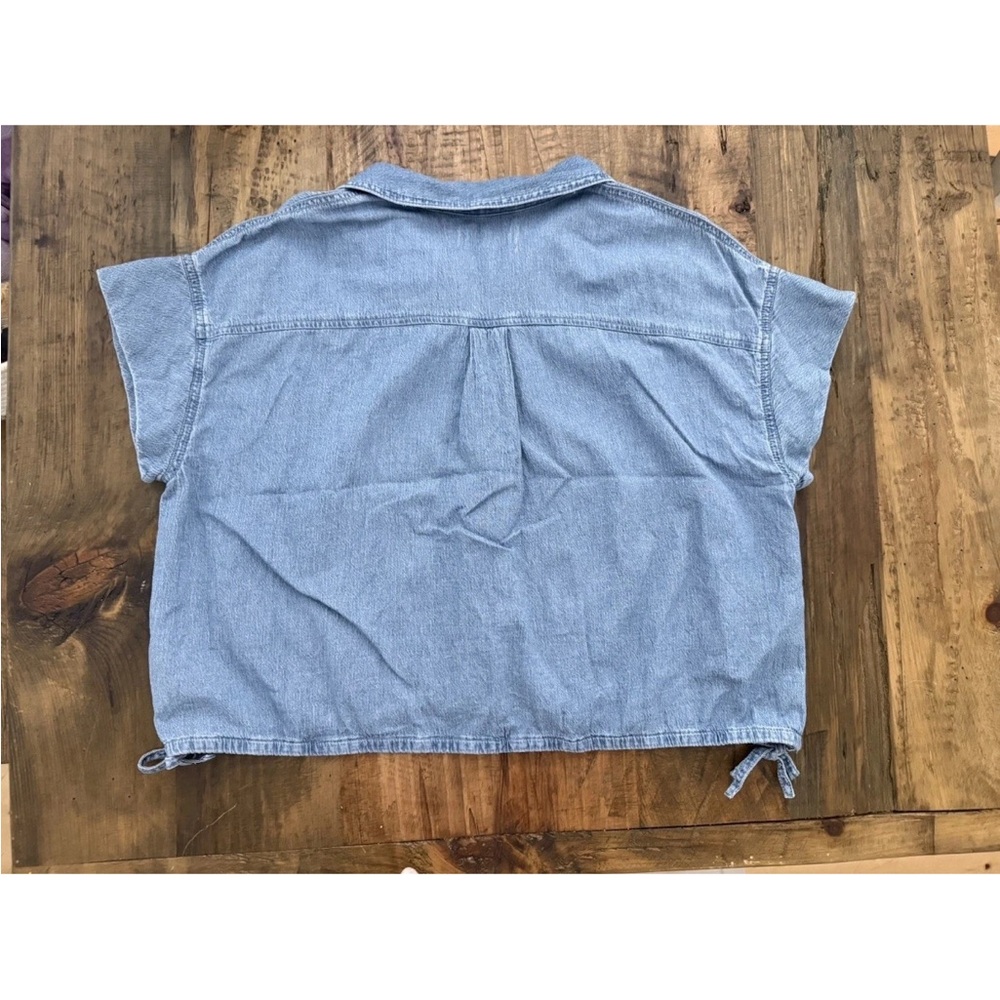 Madewell Denim Side-Tie Shirt in Aurea Wash 100% Cotton Size Large - Picture 6 of 10